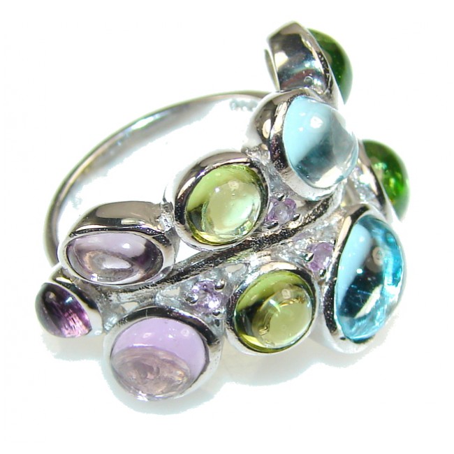 Bring The Heat!! Multistone Sterling Silver Ring s. 7