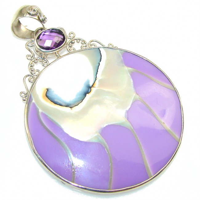 Passion Purple Ocean Shell Sterling Silver Pendant