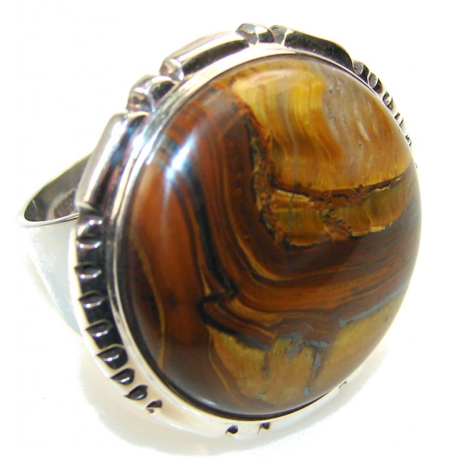 Gorgeous Design!! Golden Tigers Eye Sterling Silver Ring s. 8