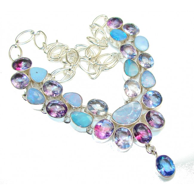 Awesome Color Changing Quartz Sterling Silver necklace