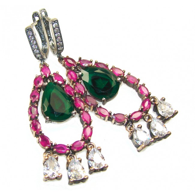 Island Fantasy!!Green Emerald Quartz Sterling Silver earrings