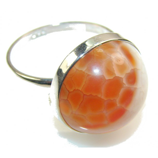 Perfect Mexican Fire Agate Sterling Silver Ring s. 11