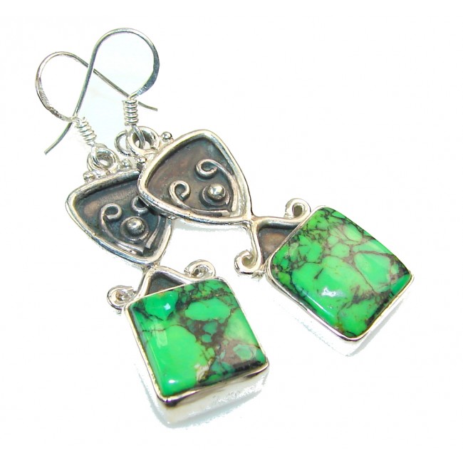 Fresh Green Turquoise Sterling Silver earrings