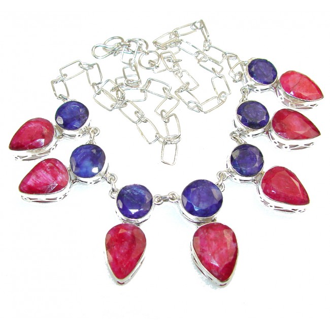 Fiesta Fun!! Red Ruby Sterling Silver Necklace