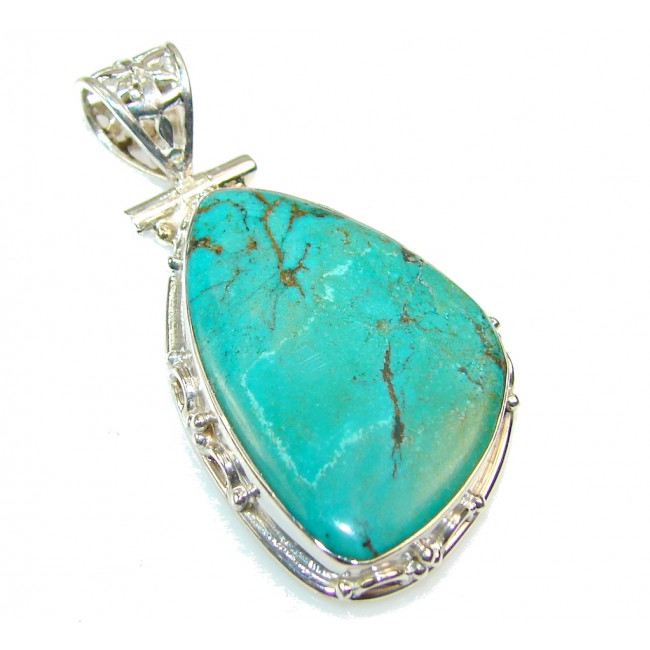Excellent Blue Turquoise Sterling Silver Pendant