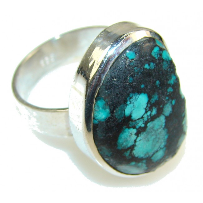 Classy Blue Turquoise Sterling Silver Ring s. 9 1/2