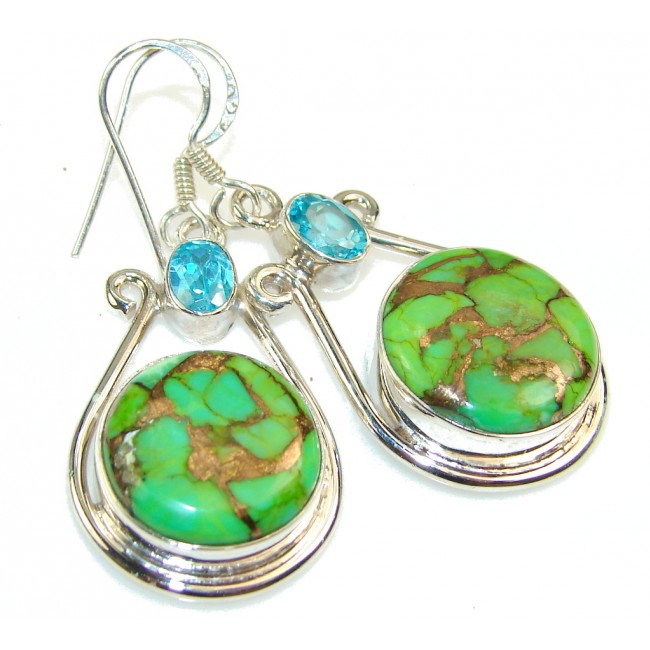 Fresh Green Copper Turquoise Sterling Silver earrings