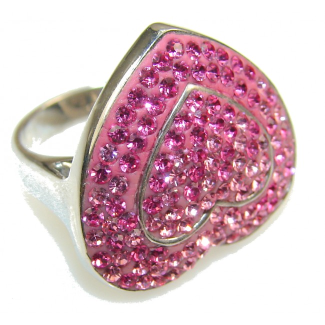 True Love!! Pink Quartz Sterling Silver Ring s. 6