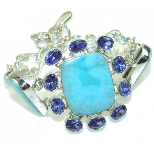 Fabulous Design!! Blue Larimar Sterling Silver Bracelet