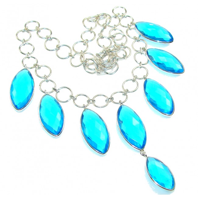 Natural Beauty!! Blue Topaz Quartz Sterling Silver necklace