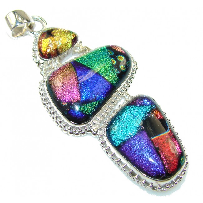 Multicolor Dichroic Glass Sterling Silver pendant