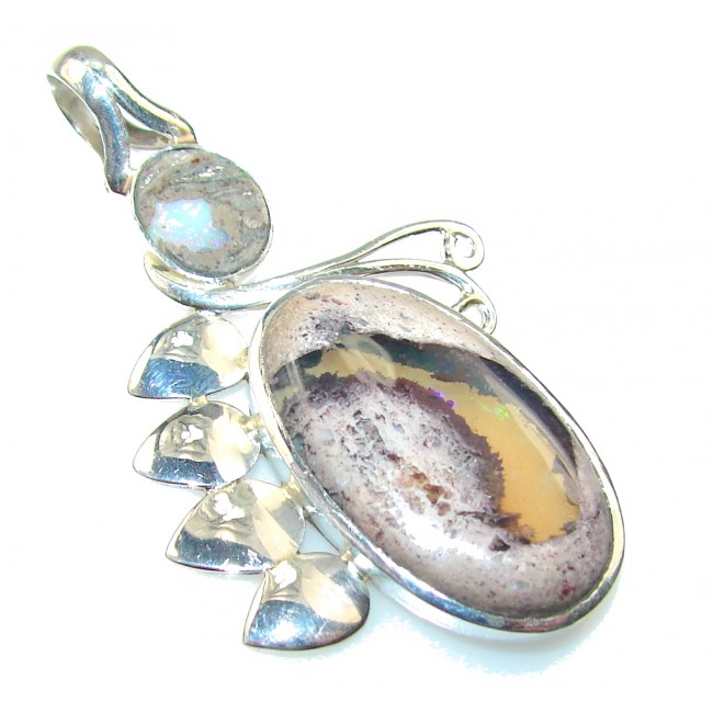 New Design!! Mexican Fire Opal Sterling Silver Pendant