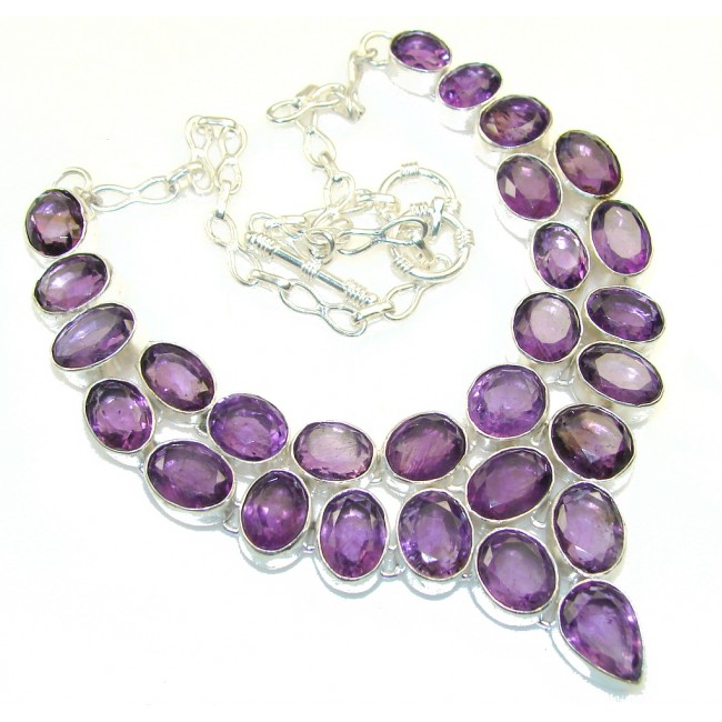Real Amazing Design!! Purple Amethyst Sterling Silver necklace