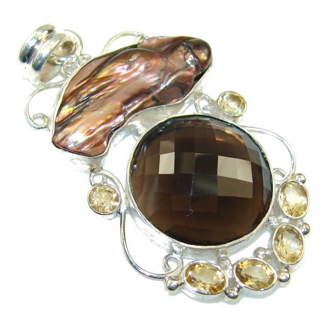 Excellent Brown Smoky Topaz Sterling Silver Pendant