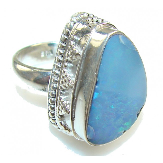 Secret Blue Fire Opal Sterling Silver ring s. 7 1/2