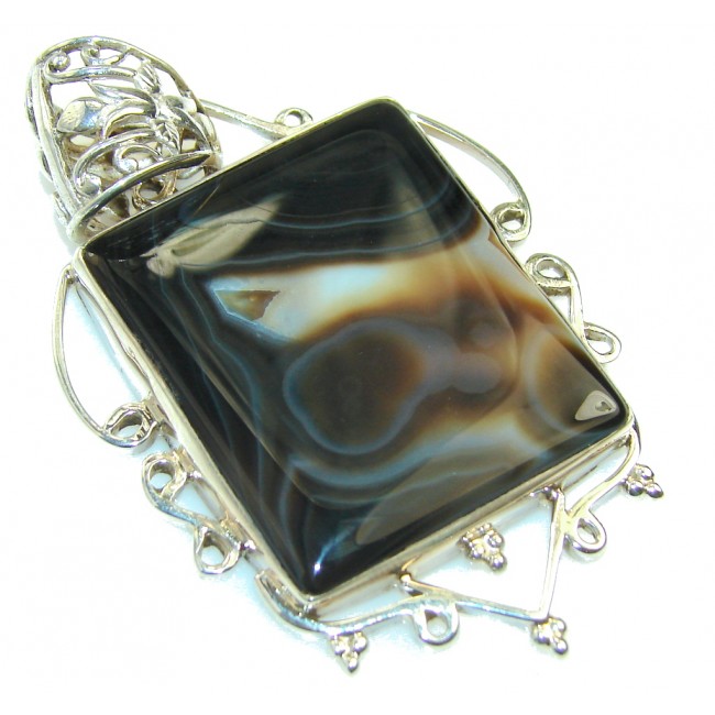 New Design!! Brown Agate Sterling Silver Pendant