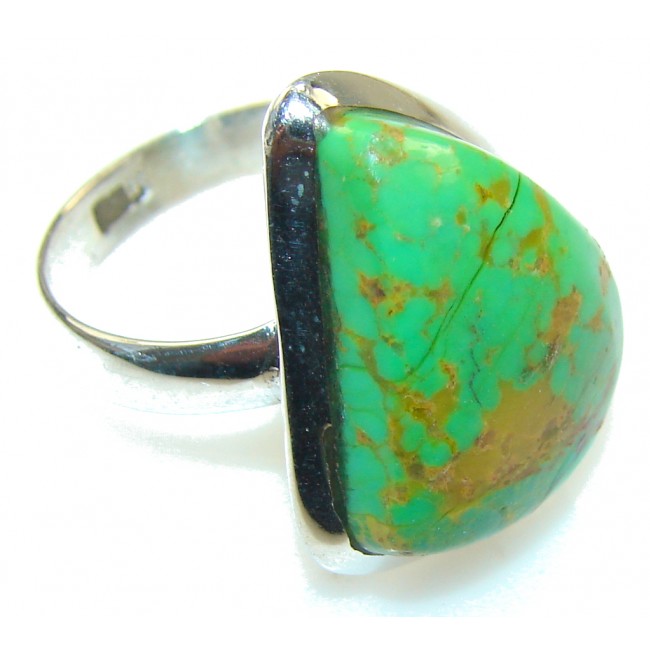 Classy Green Copper Turquoise Sterling Silver Ring s. 8
