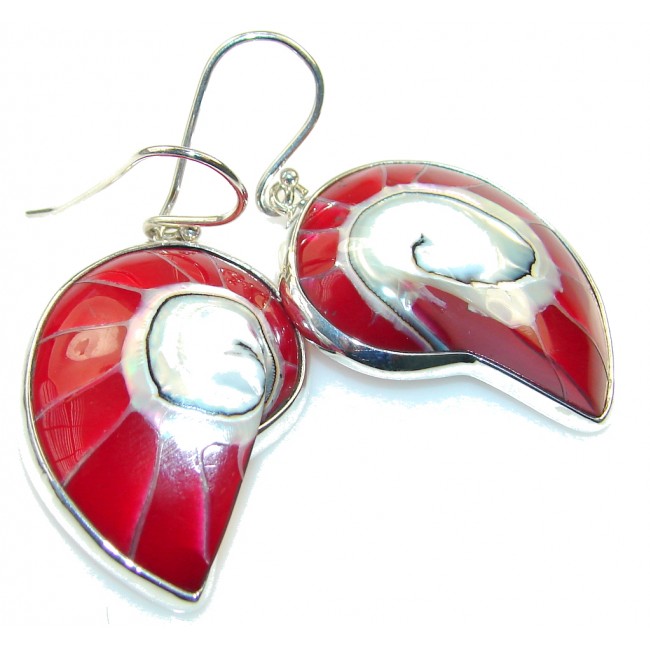 Amazing Red Ocean Shell Sterling Silver earrings
