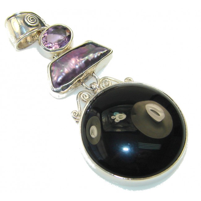 Awesome Black Onyx Sterling Silver Pendant