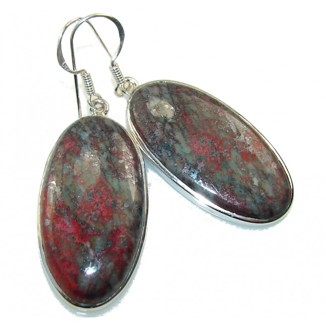 Classy!! Red Sonora Jasper Sterling Silver earrings