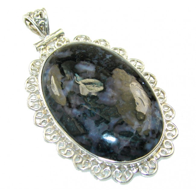 Beautiful Black Moss Agate Sterling Silver pendant