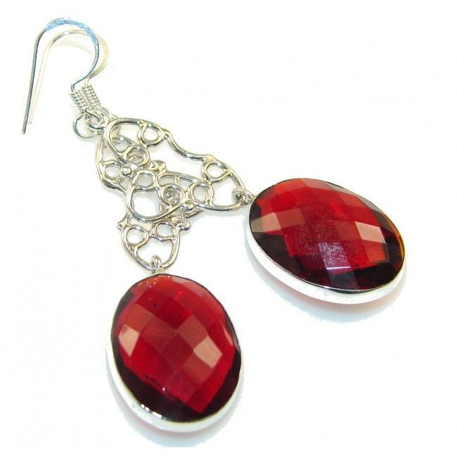 Vegas Quick Love!! Red Quartz Sterling Silver earrings