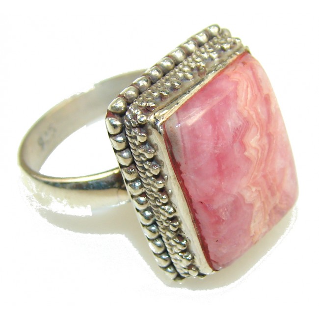 Fantastic Pink Rhodochrosite Sterling Silver ring s. 8 3/4