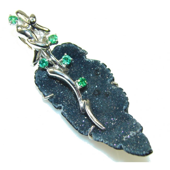 Awesome Color Of Agate Druzy Sterling Silver Pendant