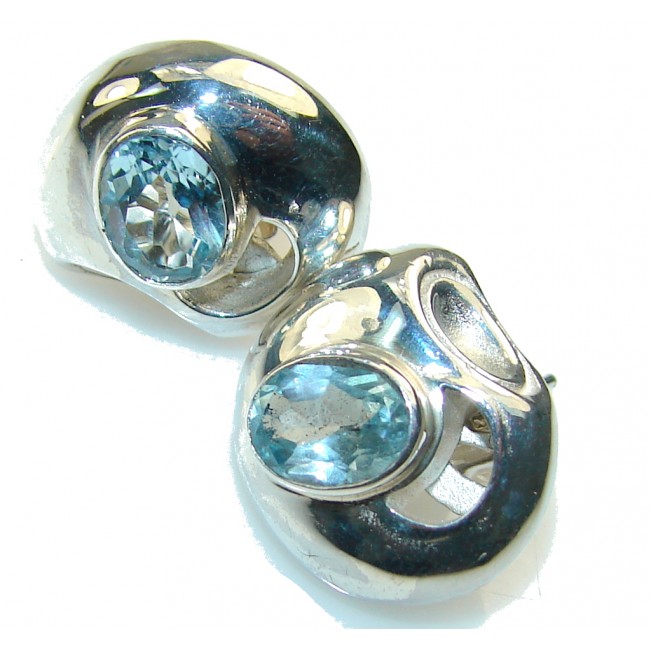 Precious Swiss Blue Topaz Sterling Silver earrings