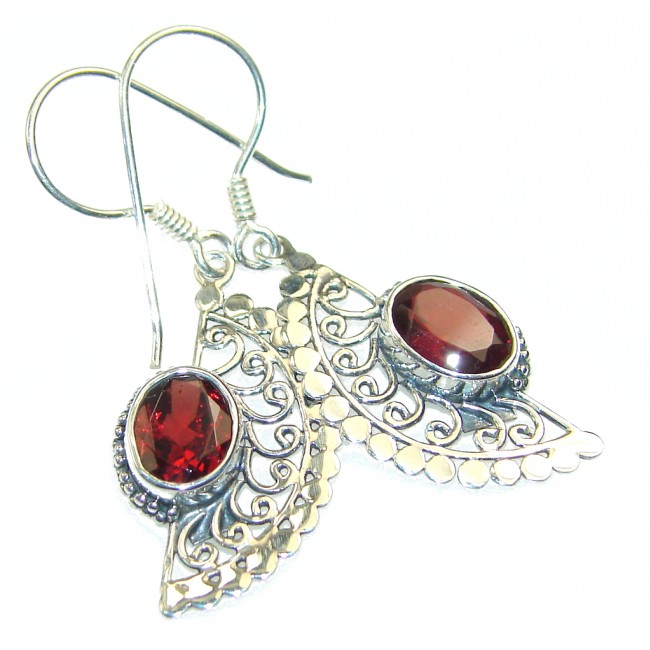 Lovely Red Garnet Sterling Silver earrings