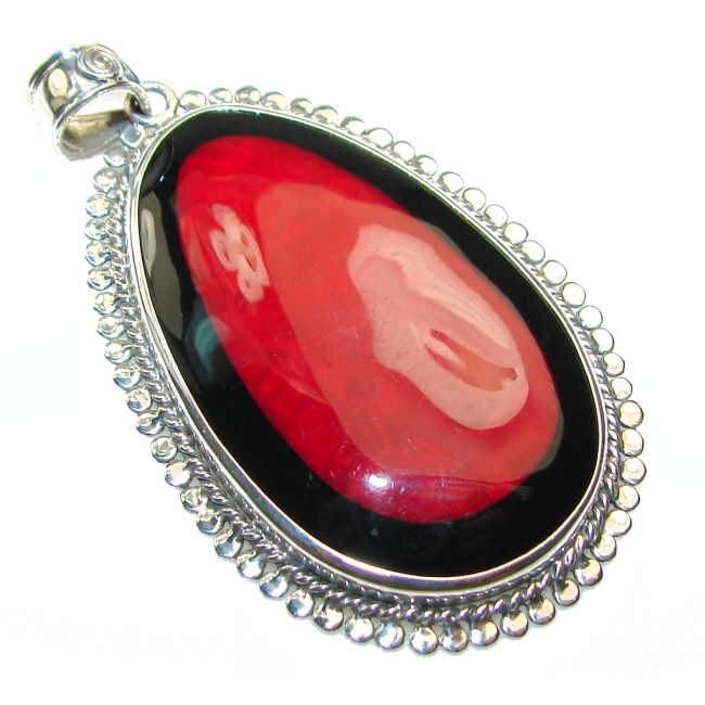 Lovely Red Fossilized Coral Sterling Silver pendant