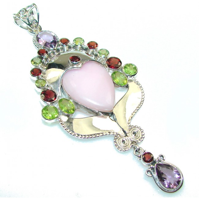 Aura Of Beauty!! Pink Opal Sterling Silver Pendant