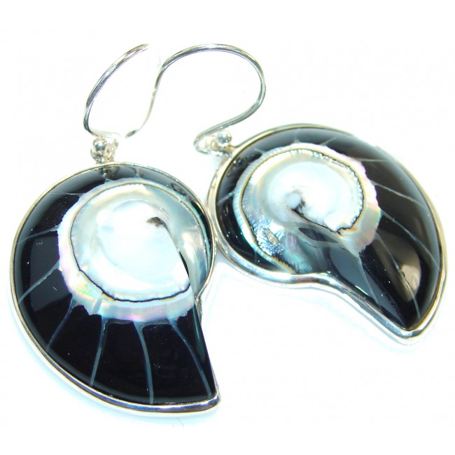 Fantastic Black Ocean Shell Sterling Silver earrings