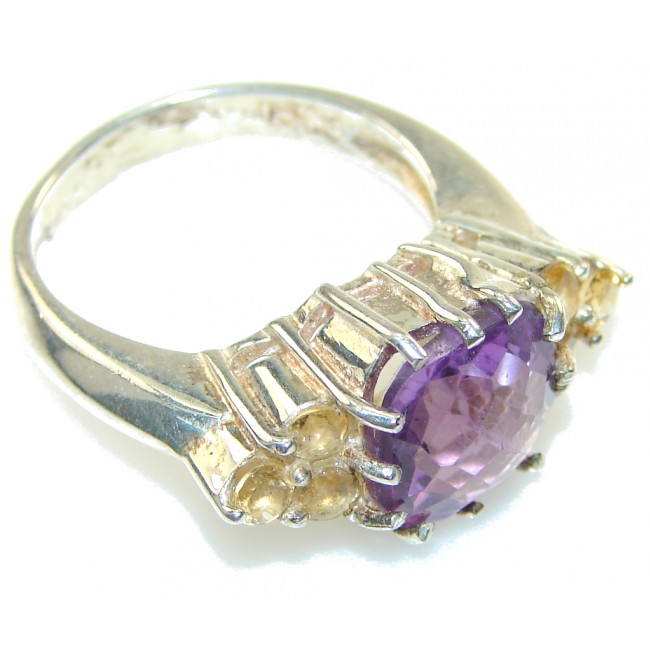 New! Faceted Amethyst Sterling Silver Ring s. 8 3/4