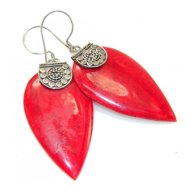 Perfect Red Fossilized Coral Sterling Silver earrings
