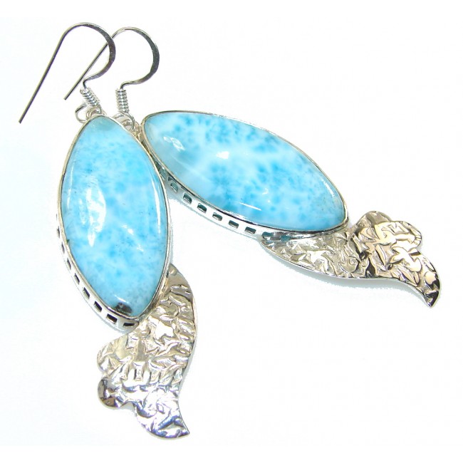 Blue Ocean!! Blue Larimar Sterling Silver earrings