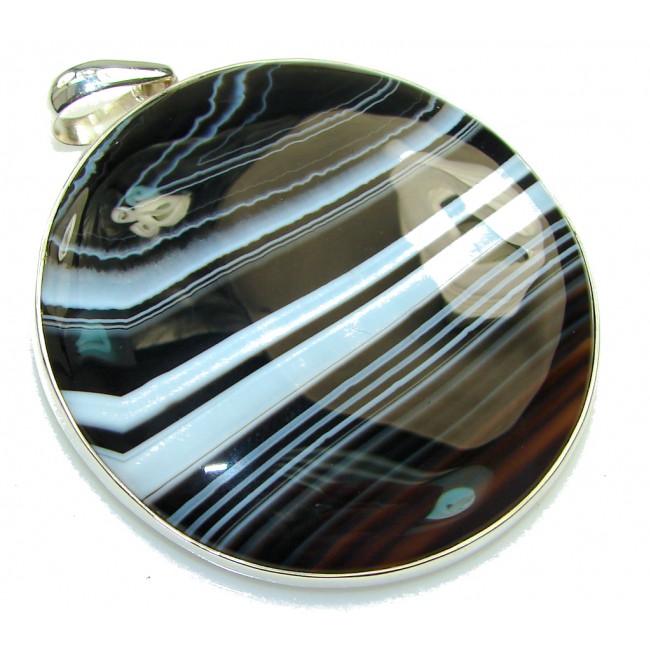 Giant!! Excellent Botswana Agate Sterling Silver Pendant