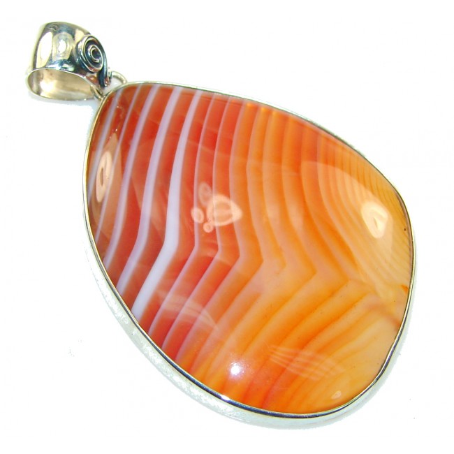 Excellent Botswana Agate Sterling Silver Pendant