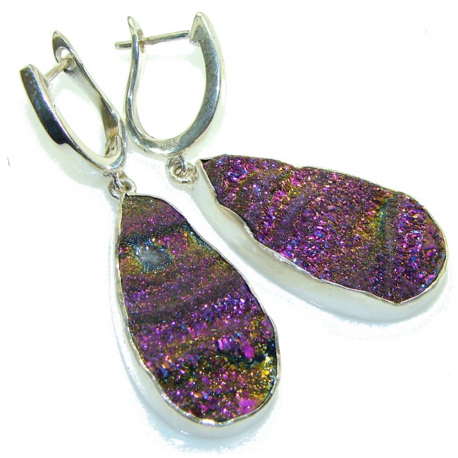 Vision Design Rainbow Druzy Sterling Silver Earrings