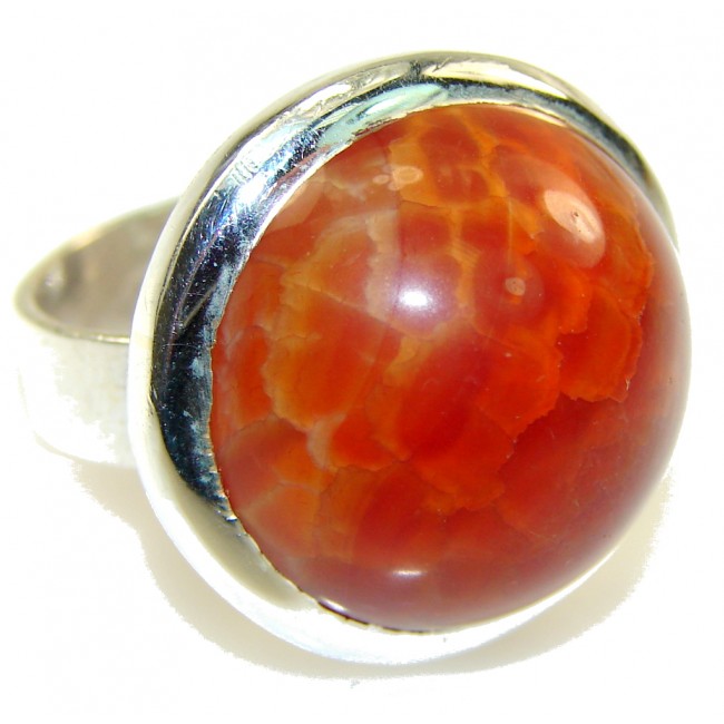Fantastic Mexican Fire Agate Sterling Silver Ring s. 8 1/2