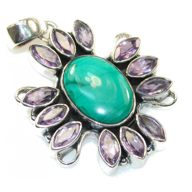Awesome Green Malachite Sterling Silver Pendant