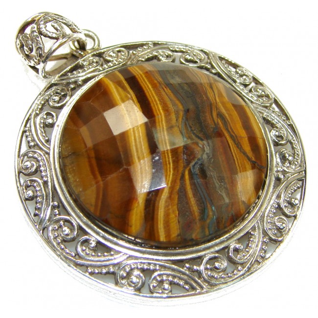 Vision Brown Tigers Eye Sterling Silver Pendant