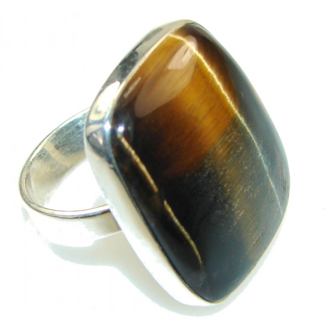 Beautiful Style Of Tigers Eye Sterling Silver Ring s. 8