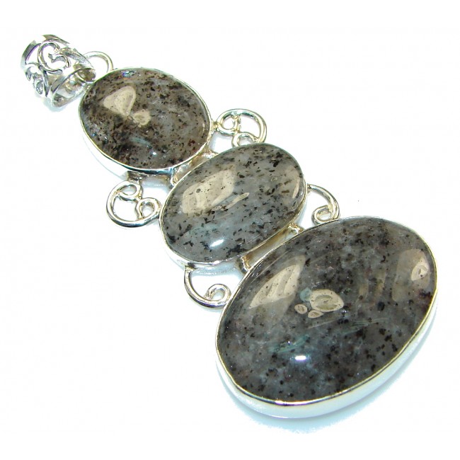 Perfect! Gray Moss Agate Sterling Silver Pendant