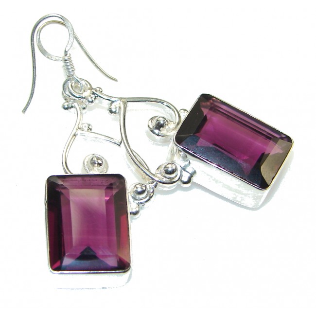 Simple! Purple Amethyst Quartz Sterling Silver earrings /