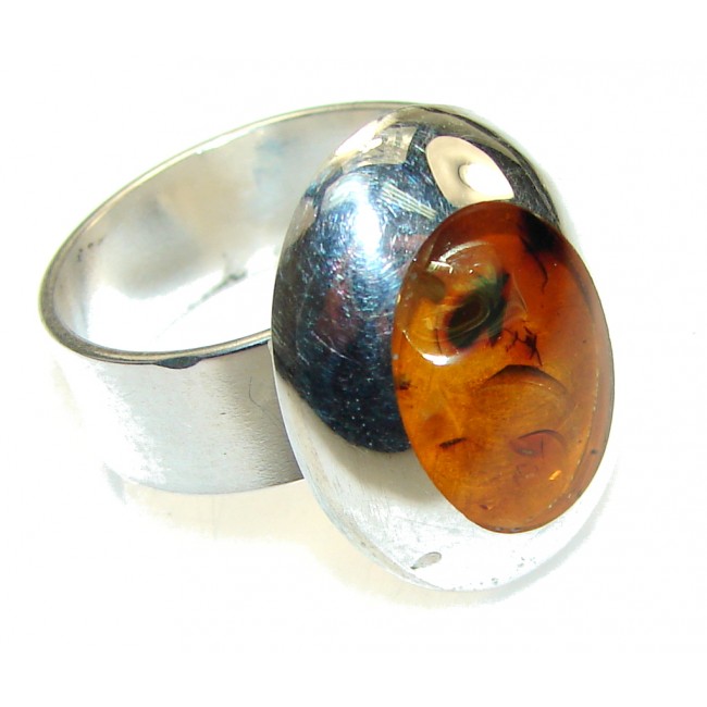 New Life!! Polish Amber Sterling Silver Ring s. 8