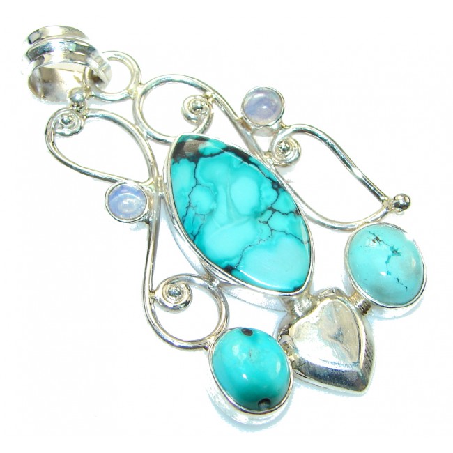 Amazing Color Of Turquoise Sterling Silver Pendant