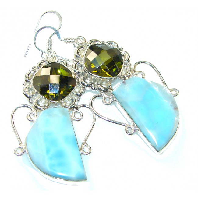 Awesome! Light Blue Larimar Sterling Silver earrings