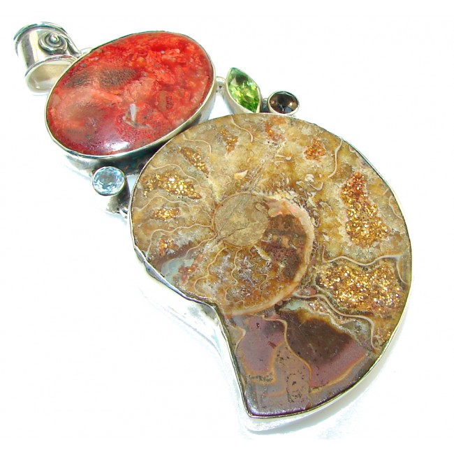 Giant Ammonite Fossil Sterling Silver Pendant