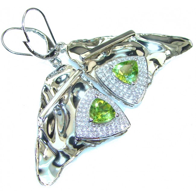 Chunky Exclusive Peridot Hammered Sterling Silver earrings